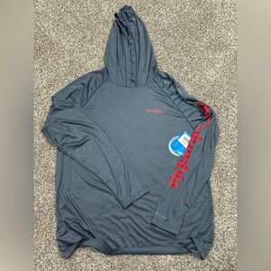 Columbia Dark Blue Hooded Shirt with Red Accents XL